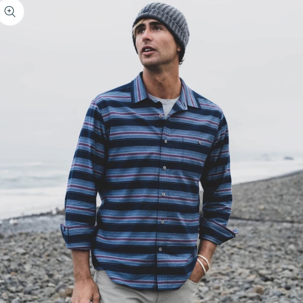Fish Hippie Bypass Flannel Navy/Red Size Medium Button Down Outdoor Hiking